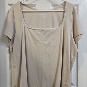 Old Navy Scoop Neck Short Sleeve Top in Light Beige